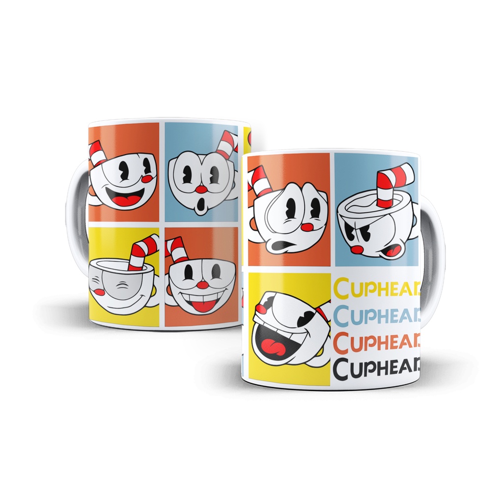 Caneca Cuphead Show Faces Humor Divertido xicrinho e caneco cuphead and mugman