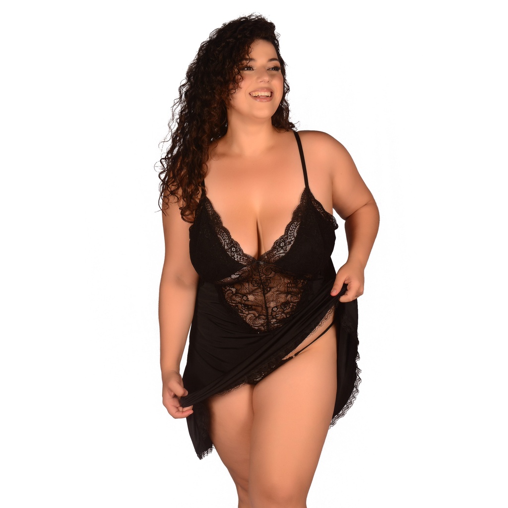 Camisola Sex Luxo Sensual Plus size com calcinha Lavínia Shopee  