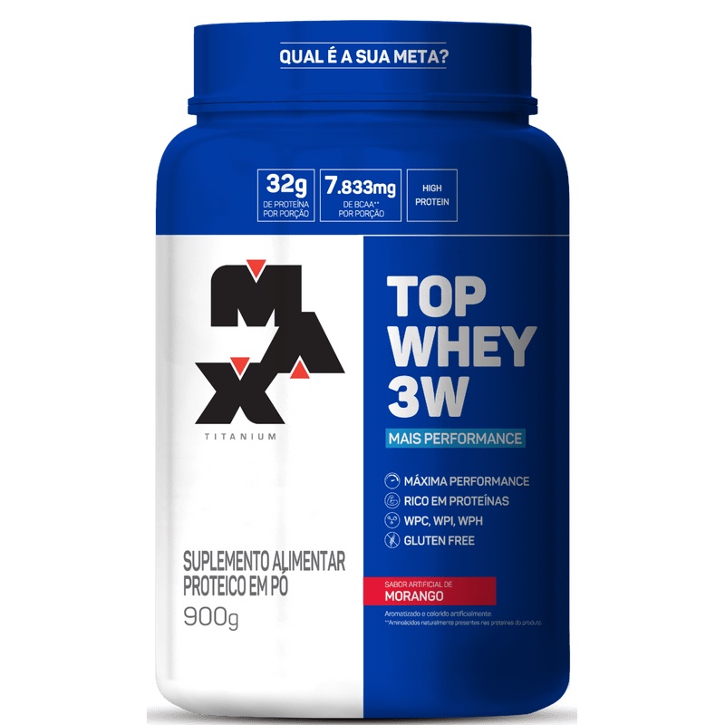 Top Whey 3w Max Titanium + Performance 900g Promoção Imperdivél