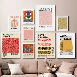 Yayoi Kusama Abóbora Abstrato Cartaz E Impressão Da Arte Parede Lona Pintura De Sala De Estar Decoração Do Quarto