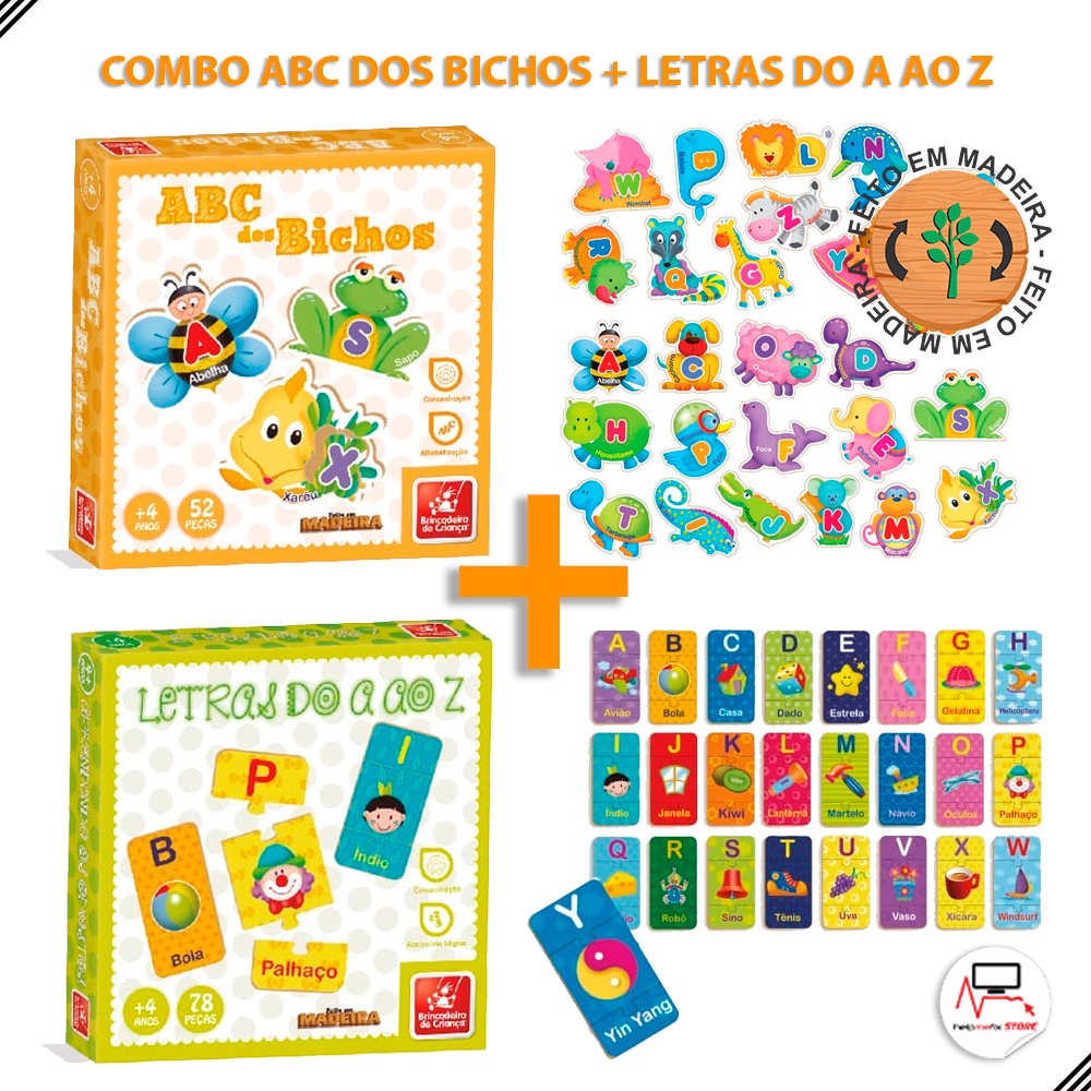 Kit Combo 2x Jogo Educativo Brinquedo Pedagógico ABC dos Bichos ...
