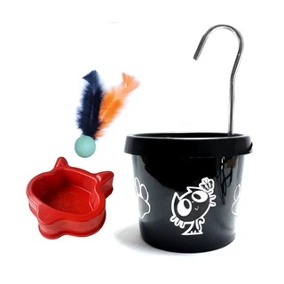 Bebedouro Preto Para Gato - Fonte 1,5 litros + Comedouro