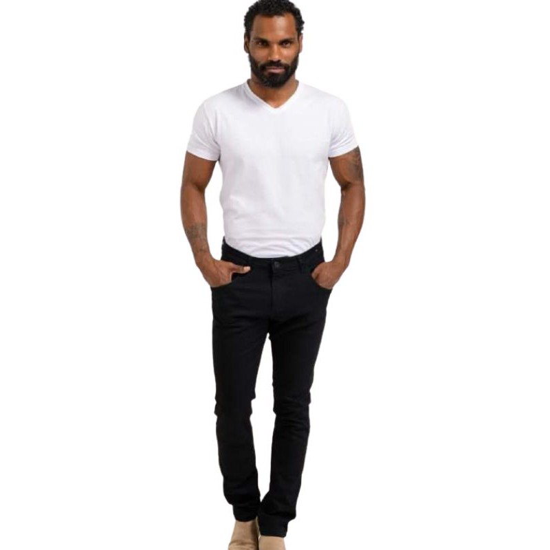 Calça Jeans Masculina Preta Elastano Slim Ultra Confortável