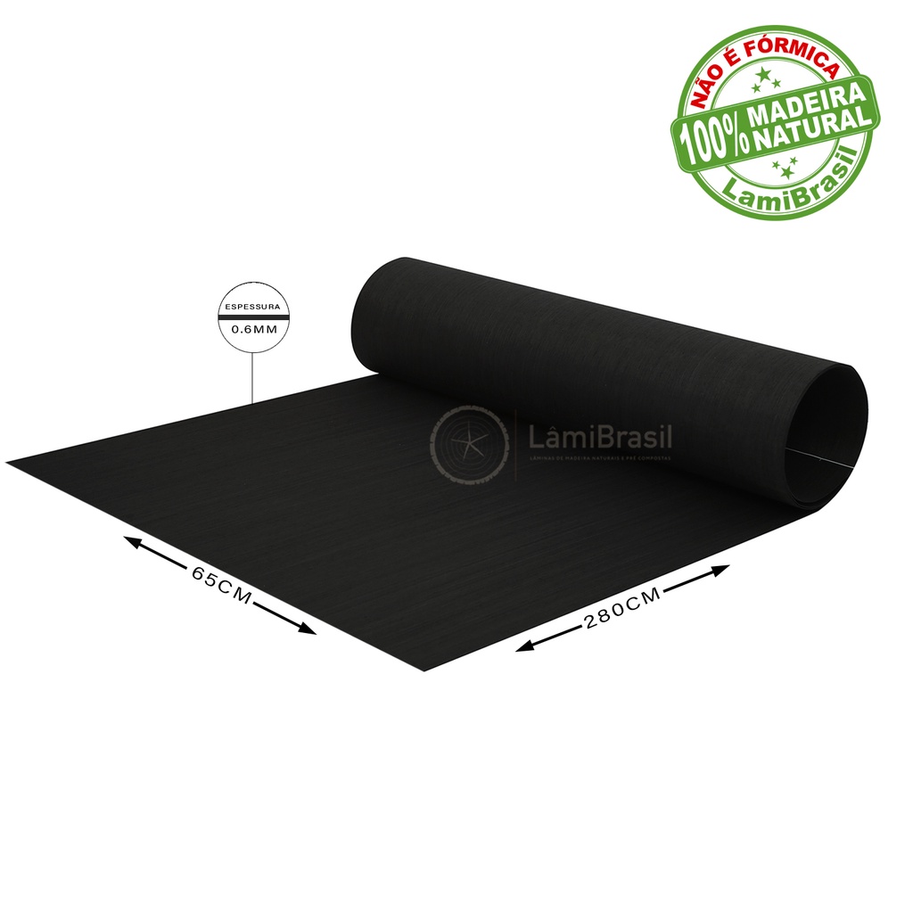 Revestimento de Madeira Natural: Lamina de Madeira Preto Ebano Linheiro (1 Folha)