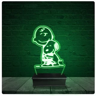 Luminária Abajur Acrílico Led - Snoopy Charlie Brown 13