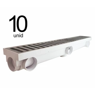 10 Unidades Ralo Linear 6 Saídas Grelha Em Alumínio 8x51 Cm