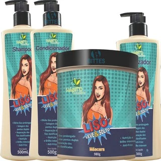 Kit Liso Leve e Solto Hábito Cosméticos Hidratação para Cabelo Liso
