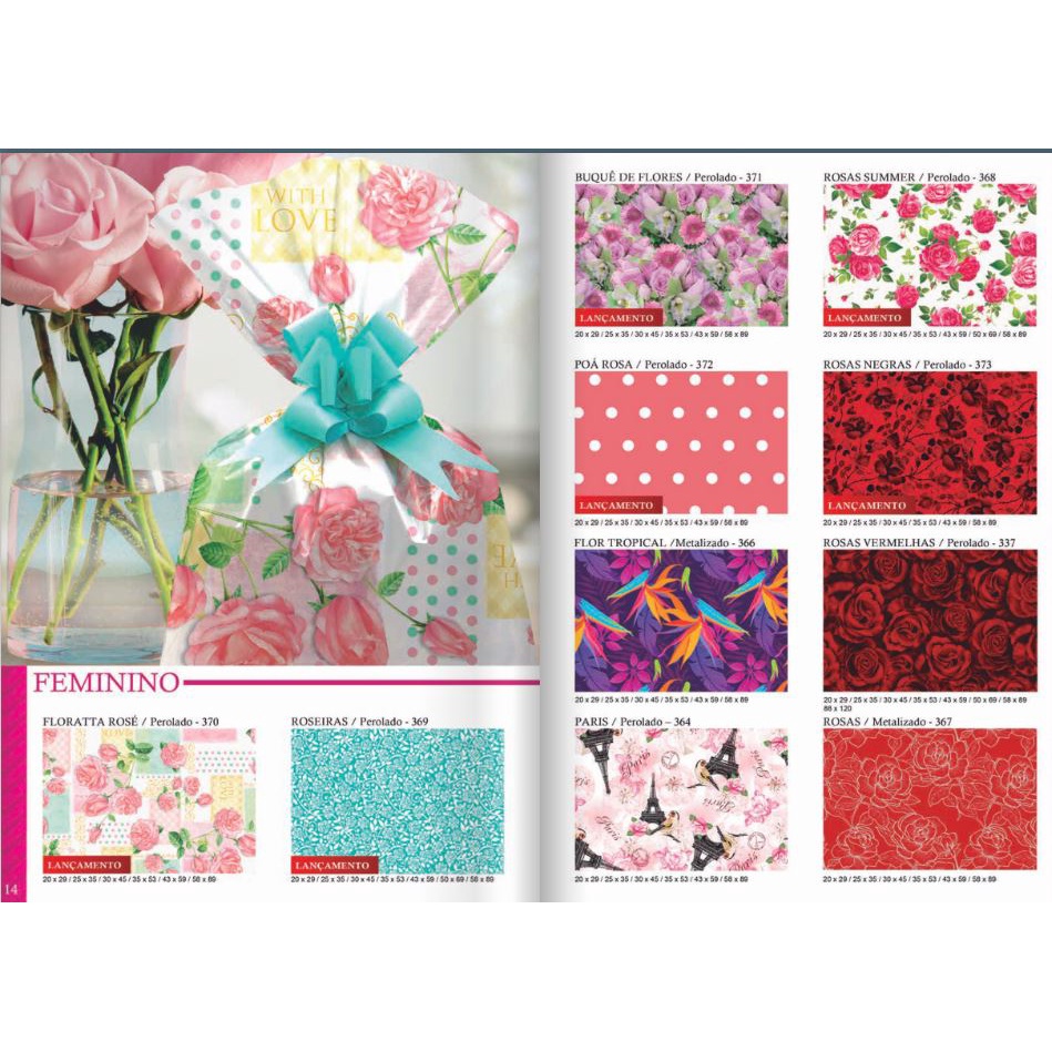 Saco Presente Metalizado 60x90 Feminino 25 Unidades