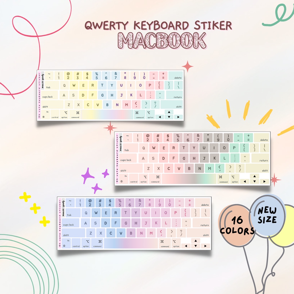 Paleta Estética De Adesivos Para Teclado Ln Qwerty-Oh Cute Sticker ...