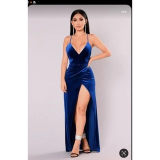 Vestido longo feminino de festa com alsa e fenda