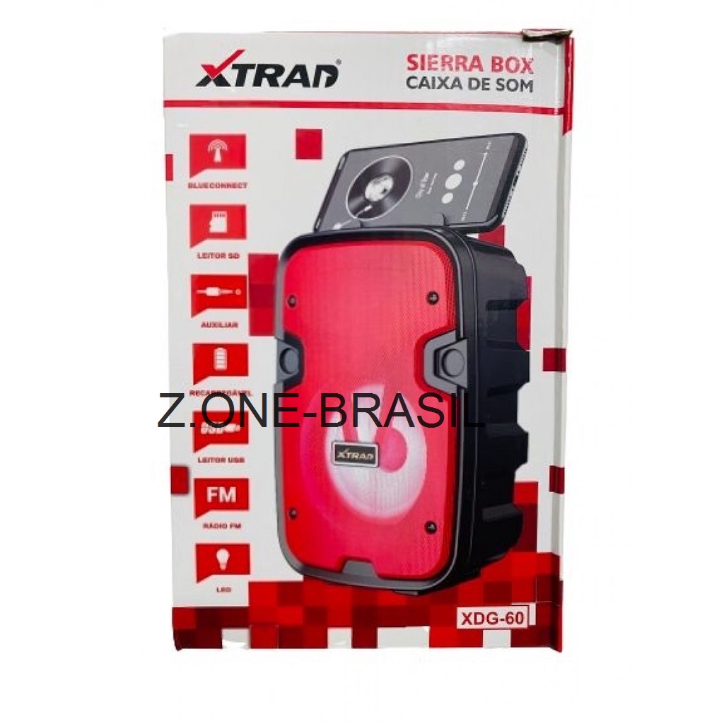 CAIXA DE SOM BLUETOOTH SIERRA BOX COM LED E SUPORTE XTRAD XDG-60 ...