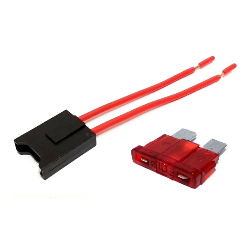 2 Unidades Porta Fusível com Cabo 1,50 mm, Mais 2 Fusível 10 Ampéres.