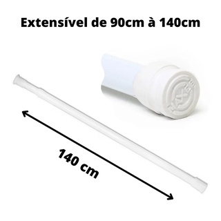 Porta Cortina Box Varão Bastão Banheiro de 90 cm até 1,40 metros Extensível Universal Ajustável pia guarda roupas