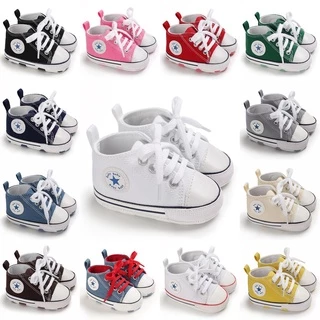 Sapatos De Bebê Recém-Nascidos Clássicos Para Meninos E Meninas Tênis De Sola Macia Lona Multicolorida Primeiro Andarilho Passeio Casuais Batismo Bebês