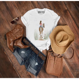 T Shirt Camiseta Feminina Country Cowgirl a Cavalo MV10