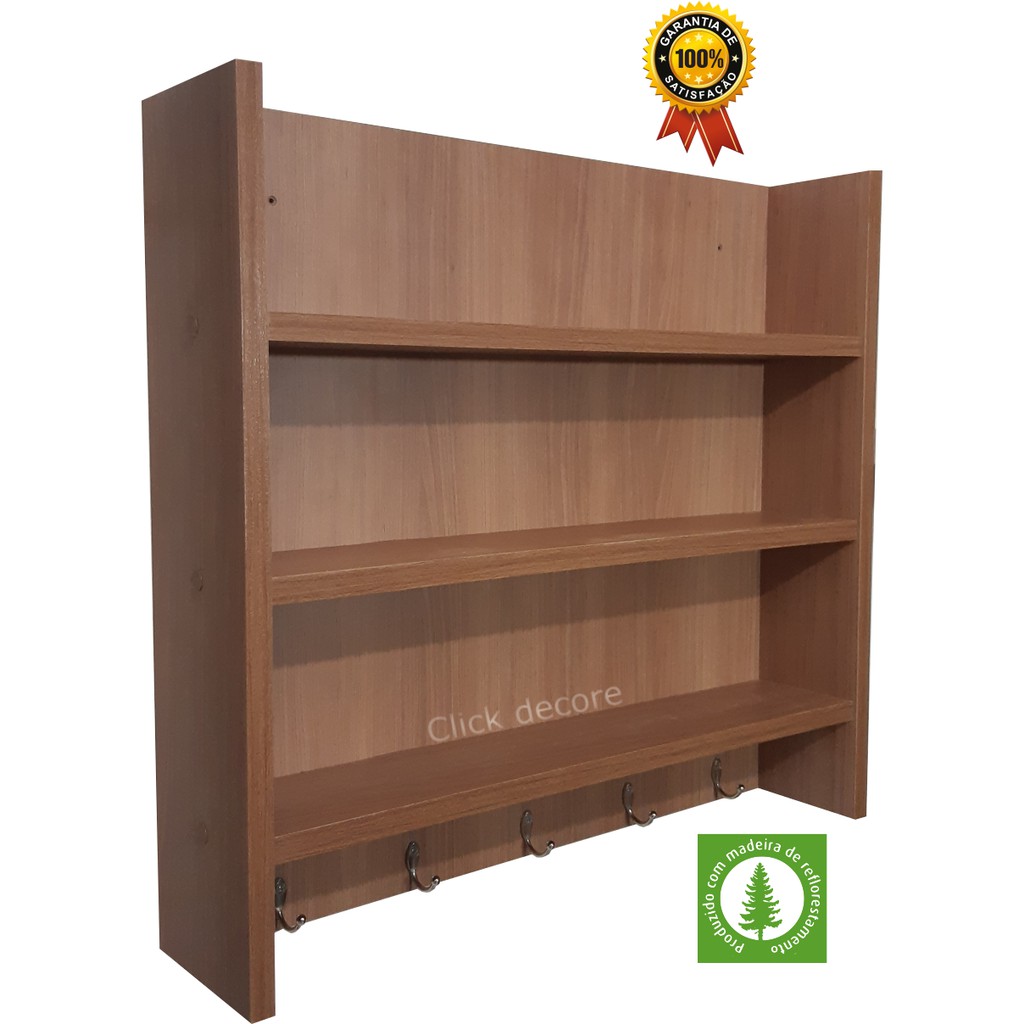 Sapateira Vertical e Organizador Madeira MDF Amêndoa