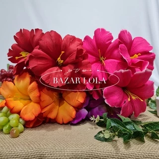 Hibisco Papoula flor artificial buque com 7 flor P/ Decoração Casamento, Arranjos, Decorar Festas e casa