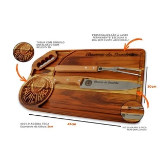Kit Churrasco Tábua + Garfo e Faca Personalizado Presente para Dia Dos Pais ENVIO IMEDIATO