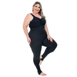 Legging Fitness Plus Size Cintura Super Alta Modeladora Com Pezinho Em Suplex Várias Cores Treino Funcional Academia Yoga