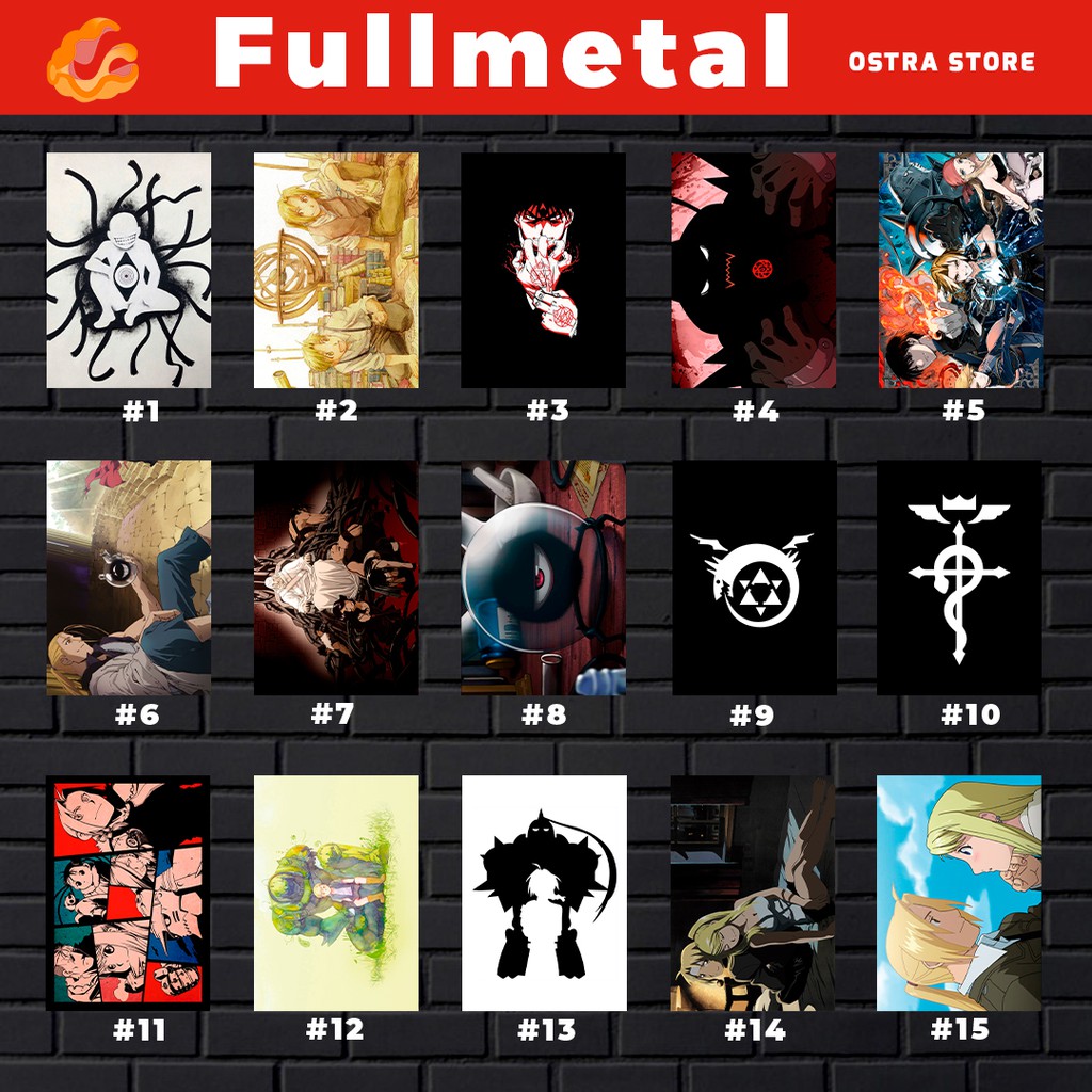 Fullmetal Alchemist de 01 a 15 - Otaku - Placa decorativa MDF - 14x20 28x20 - Quadro parede & decoração - Presente - Manga - Anime - Fullmetal Alchemist: Botherhood - Clássico