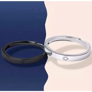 Alianças Ajustáveis de compromisso Sol ☀️ e Lua 🌑 Par!!Namoro!!Aliança/Anéis!!