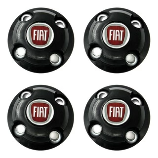 Jogo Calotinhas Centrais Fiat Aro 13 14 15 UNO /PALIO/FIORINO/ PUNTO/SIENA FIAT LANÇAMENTO LOGO VERMELHO ACOMPANHA - 8 ARRUELAS -