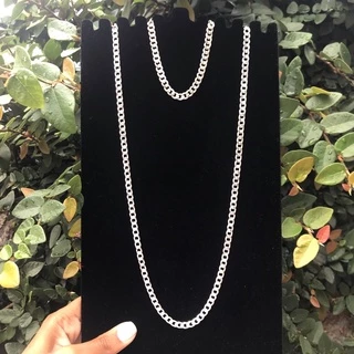 Conjunto kit Corrente + Pulseira grumet 70cm 6mm Prata nacional gravação 925
