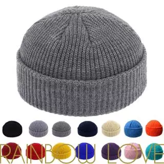 Touca / Chapéu de Tricô de Cor Lisa / Unissex / Gorro Casual Estilo Hip Hop