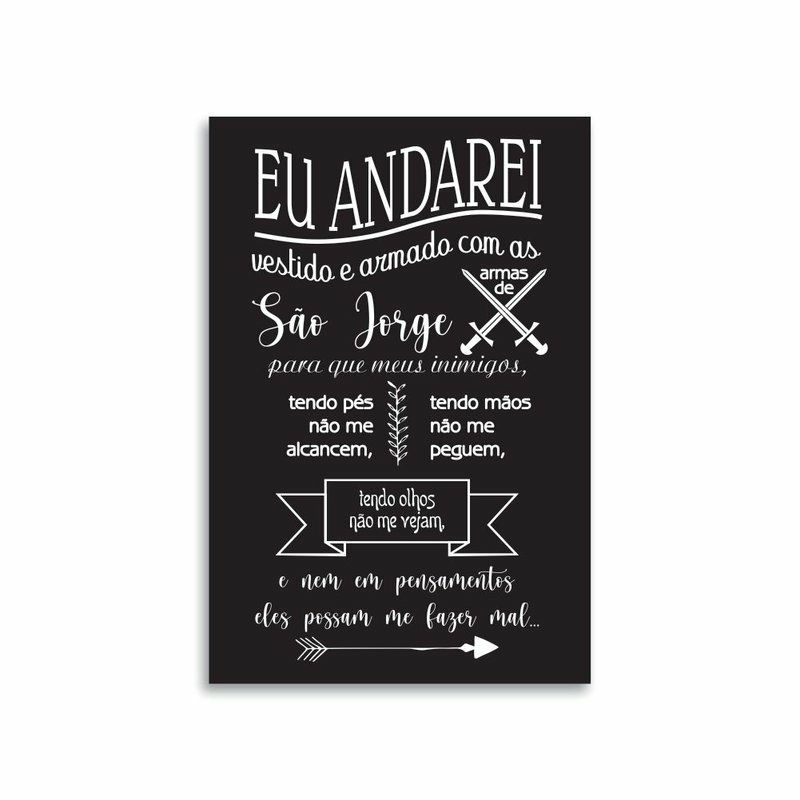Placa decorativa / Eu andarei vestido e armado com as armas de São ...