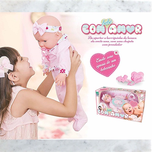 Boneca Bebê Com Amor 48cm Emite Sons De Bebezinho 258 - Super Toys em  Promoção na Americanas