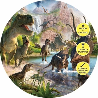 Painel de Dinossauro Redondo Tecido Sublimado 3D para Decoração de Aniversário e festa de Alta qualidade e Durabilidade
