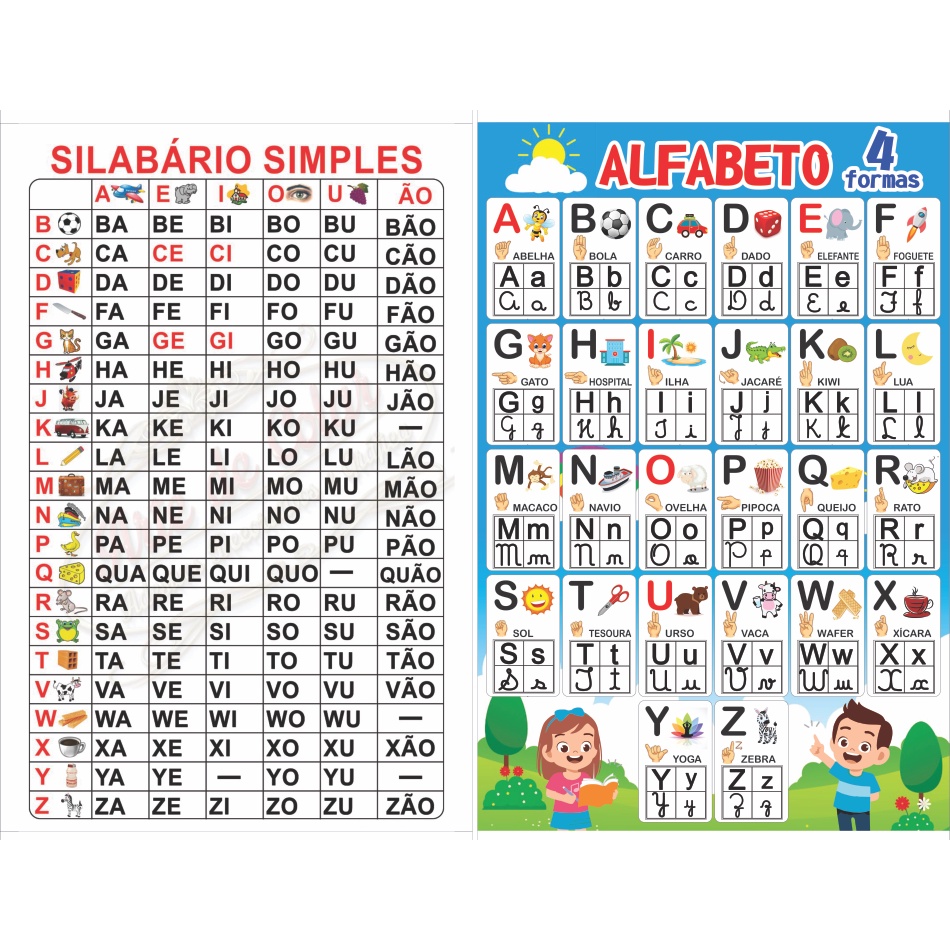 Combo Escolar _ Alfabeto 4 formas + Silabário simples