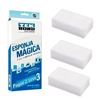 Esponja Mágica com 3 Unidades Melamina Limpeza Pesada 24361000302 TEKBOND em Oferta na Shopee