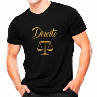 Camiseta Preta com Dourado Profissões - Direito -Faculdade