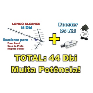 Antena Digital Externa para Tv Proeletronic Yagi PROHD-1118 - 4K com Amplificador Booster 26db PQBT-2670