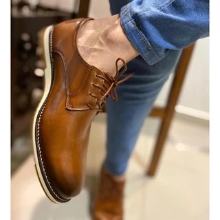 Sapato Oxford Masculino Social Casual Com Cadarço Couro Legítimo