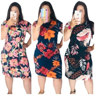 Kit 3 Vestidos G GG EXG Estampados Soltinho Tecido Malha leila Plus Size EXG 50-54.
