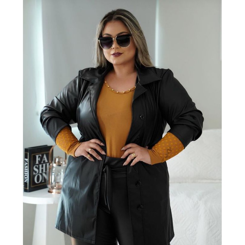 Jaqueta de store couro plus size