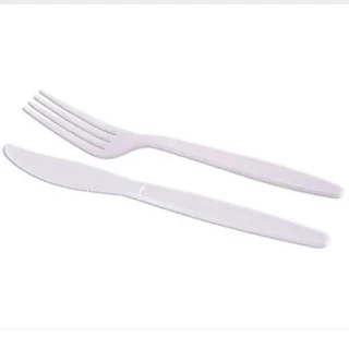 50 Talheres Plásticos Descartáveis para Refeição Garfo Faca Colher