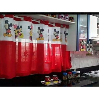 Cortina de Pia ou Janela Mickey e Minnie SEM Ilhós para Cozinha ou Quarto 2.00x1.10