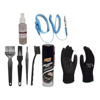 Kit Limpeza Anti Estático Esd Pincel Escova Luvas Pulseira