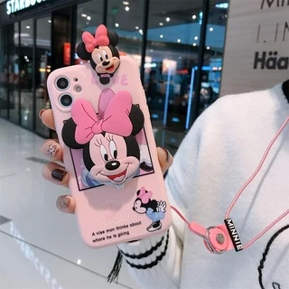 Para Samsung Galaxy A04 A14 S23 A73 A53 A33 A23 A13 A03S A01 A03 Core S22 Plus Ultra A51 A1 A31 A71 A20 A30 A30S A50S A70 A10 Desenho Animado Mickey Minnie Papa Capa De Celular Com Alça