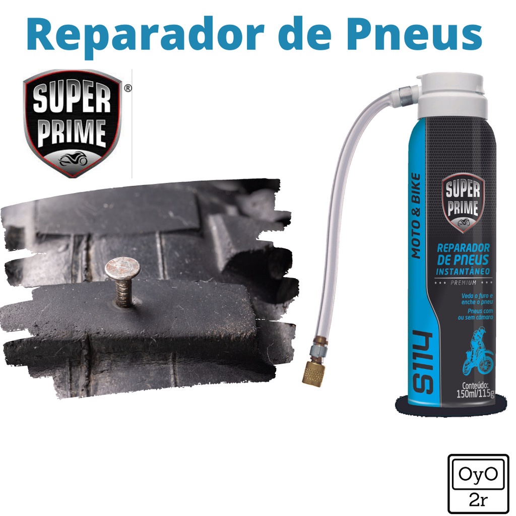 Tapa Furo Reparador de pneu instantâneo SUPER PRIME 150 ML / 115 G ...