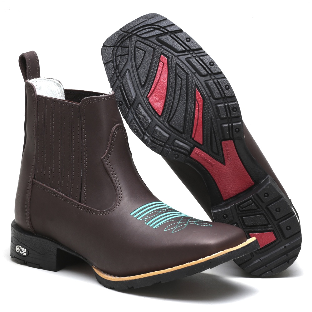 Botina Country Texana Feminina Bico Quadrado cano curto | Shopee Brasil