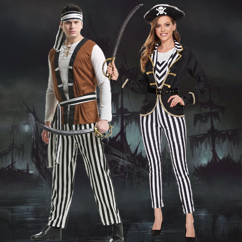 Roupa De Halloween Pirata Adulto Masculino Completa Com Banda E Faixa Á  Pronta Entrega Piratas Do Caribe