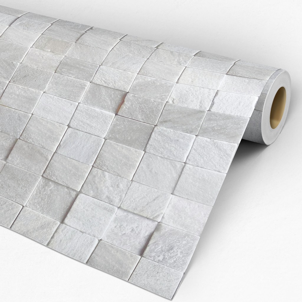 Papel De Parede Adesivo Pedra Cubos Brancos - 52cm x 3m