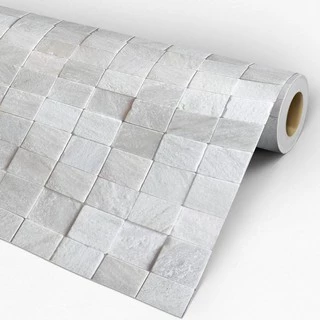 Papel De Parede Adesivo Pedra Cubos Brancos - 52cm x 3m