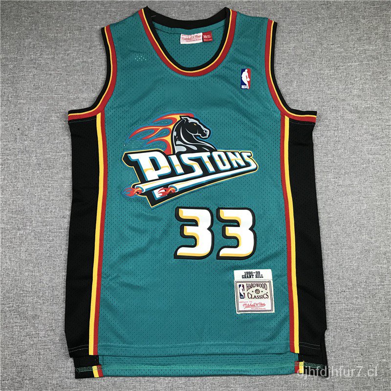 [6 Estilos] Camisa Da NBA Detroit Pistons No . 33 HILL 2020 Logotipo Temporada Retrô Basquete Verde