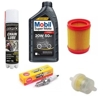 Kit Revisão Titan 150 2004 A 2008 Oleo mobil 20W50 - Vela - filtro de gasolina - filtro de ar - spray corrente chain lub