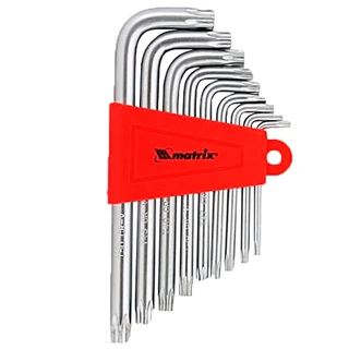 Jogo de Chaves Torx Hexagonais Curta T10-T50 c/ 9 Peças, CRV, Acabamento Acetinado